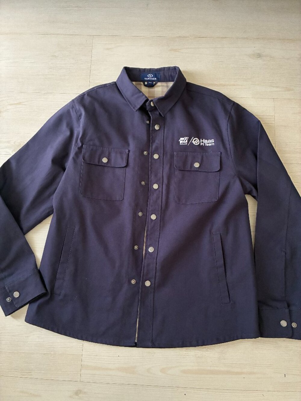 Vantage Haas F1 Team Boulder Shirt Jacket Navy Canvas Flannel Lined Men's M